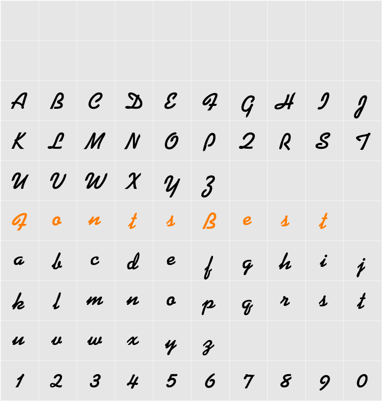 TrSah Alako-Bold Character Map
