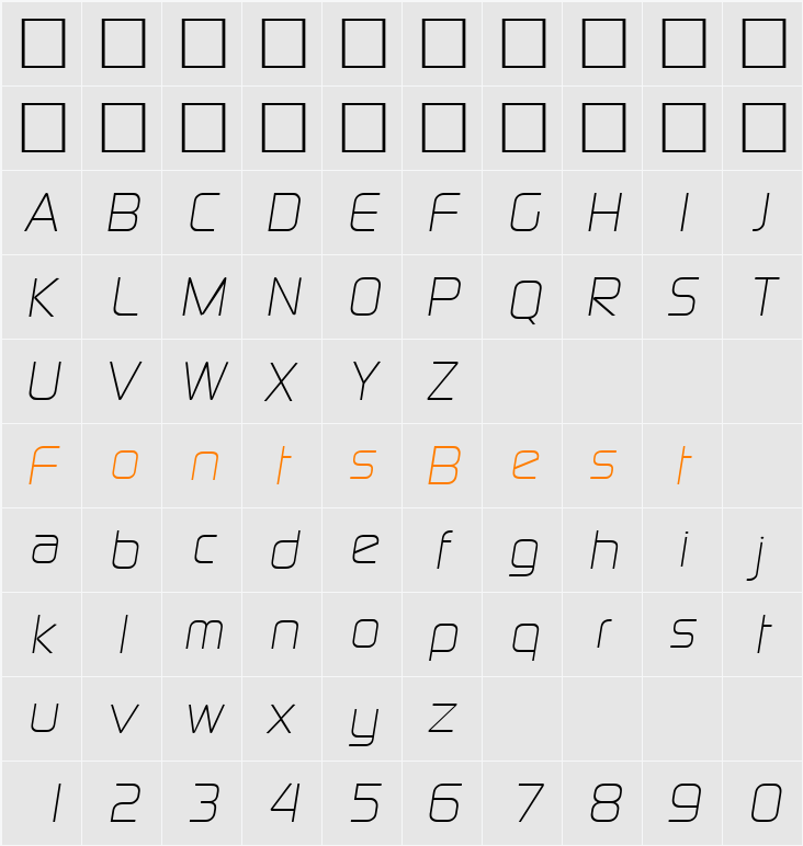 Digital-LightIta Character Map
