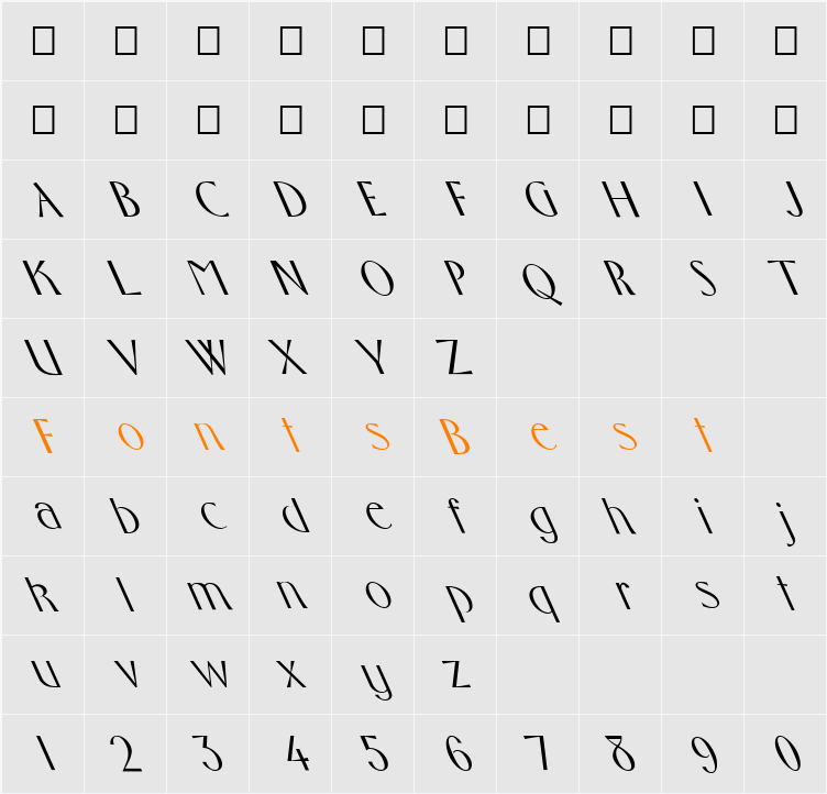 FZ BASIC 10 LEFTY Character Map