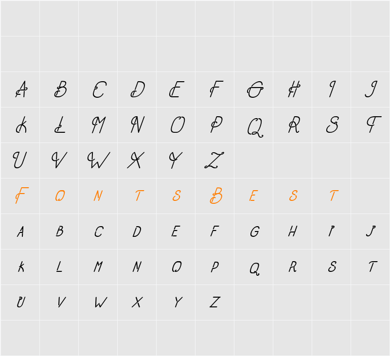 Old Alpha Italic Character Map