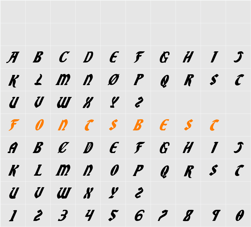 Sable Lion Italic Character Map