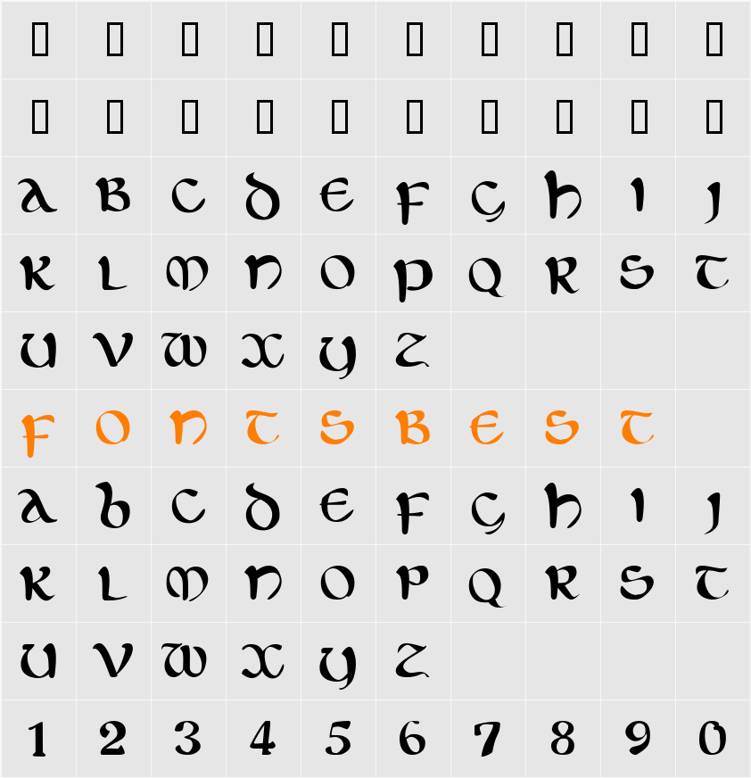 Eltic Character Map