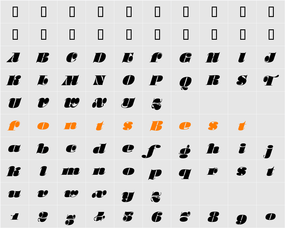 Stilla Script Character Map