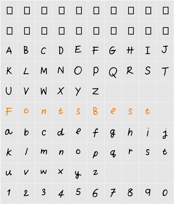yuimessyhand Character Map