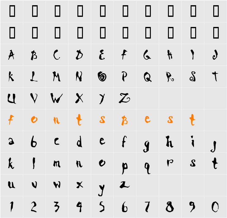 Spazt Character Map