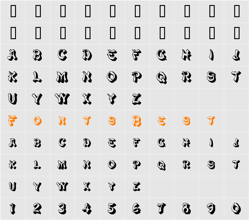 PagodaSCapsSSK Character Map