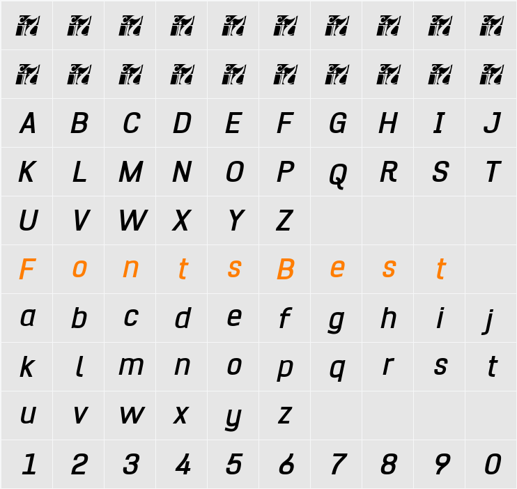 Hurufo & Numero Bold Italic Character Map