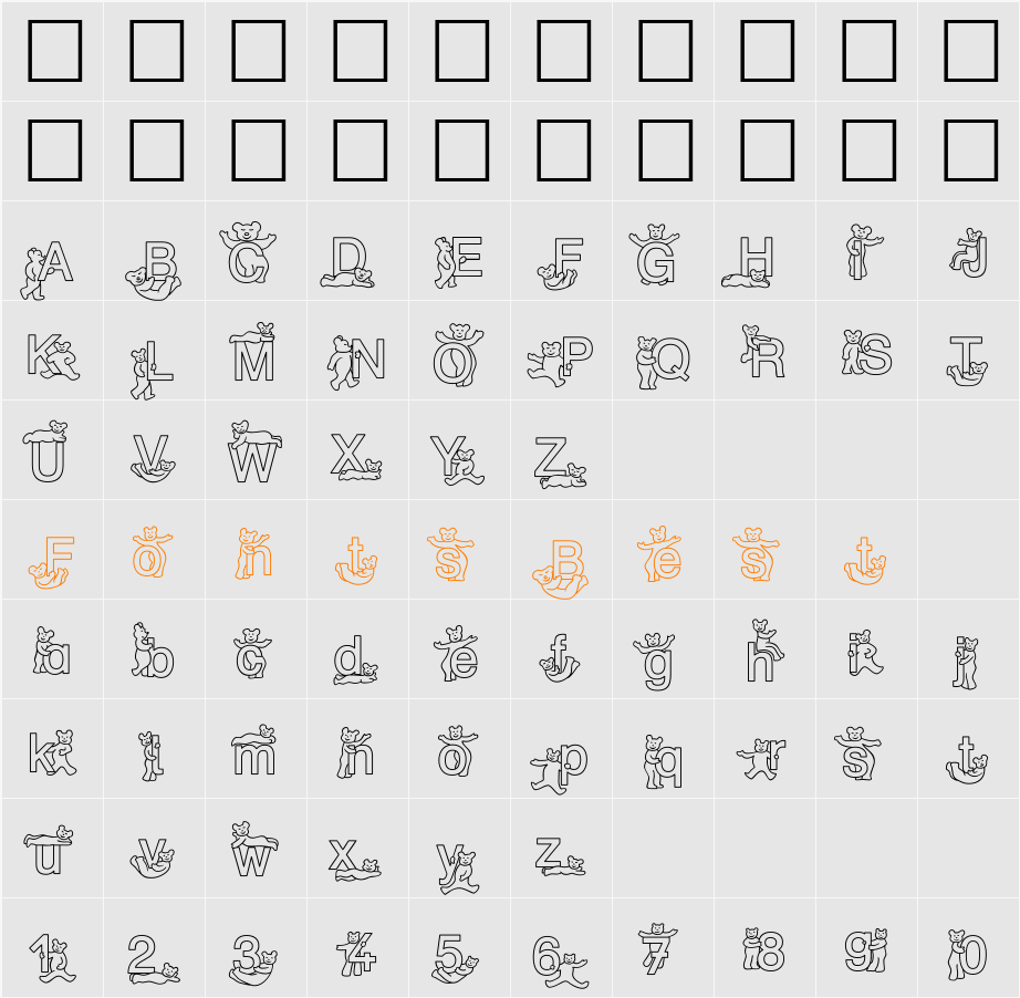 SP DR HH 2 DB Character Map