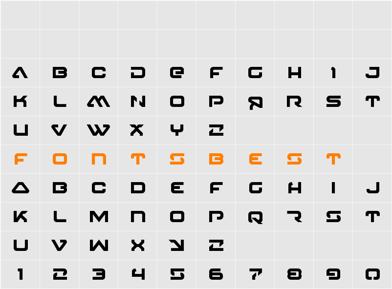 4114 Blaster Bold Character Map