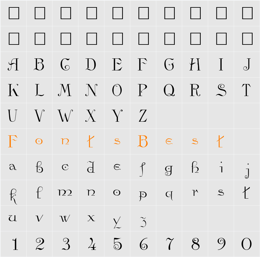 ViataScriptSSK Character Map