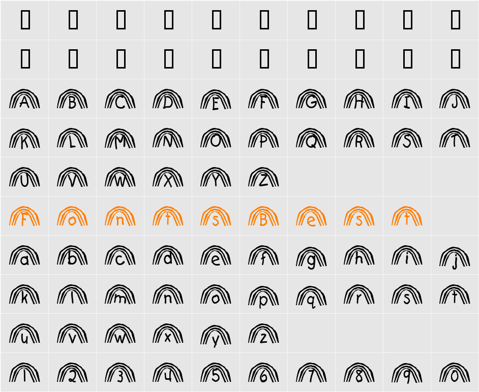 Rainbow Character Map
