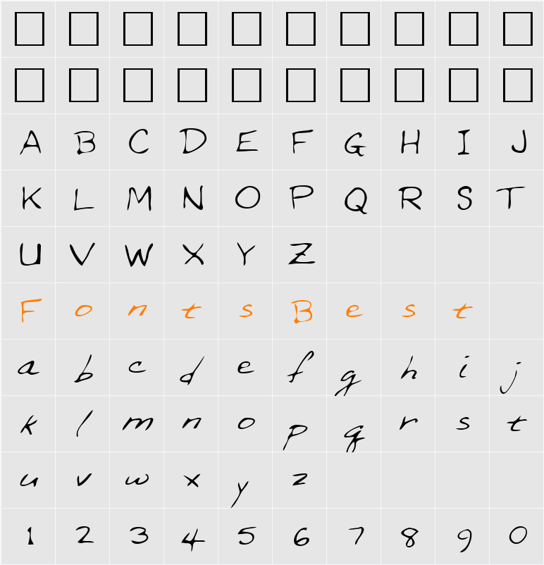 LEHN209 Character Map