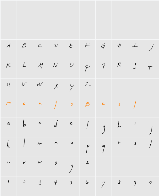 Toupee Artsy  Character Map