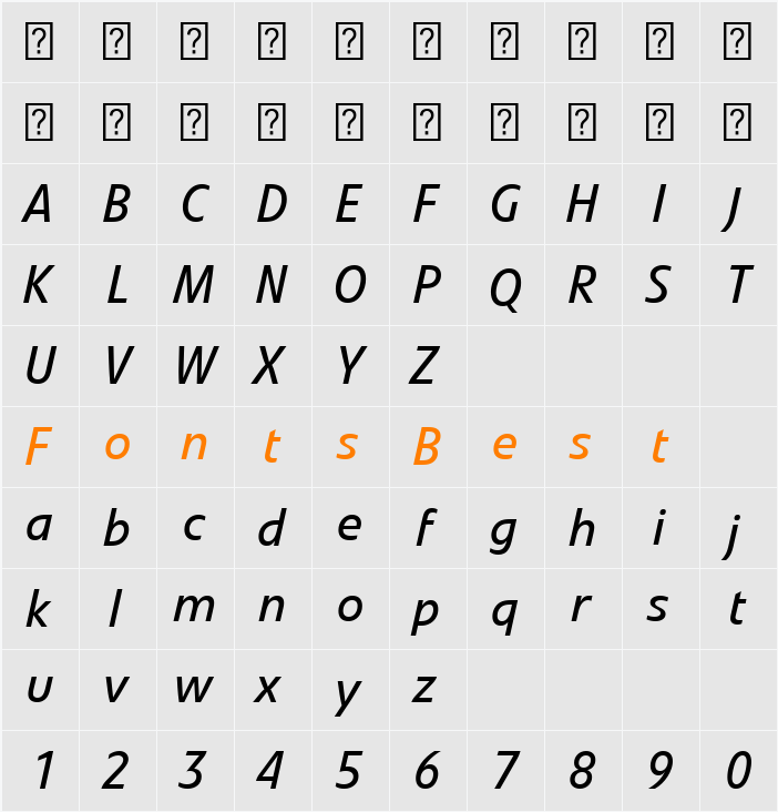 Veto Com Italic Character Map