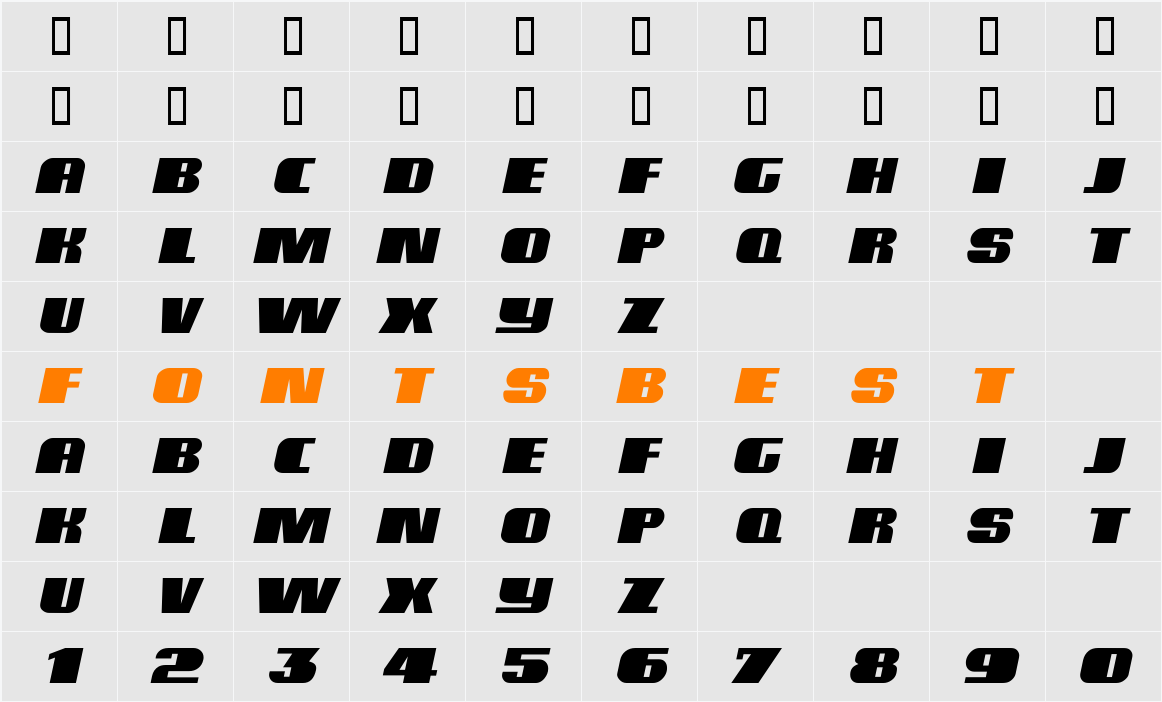 BlutussCaps Character Map