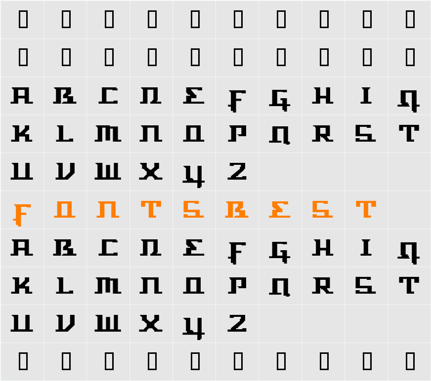 Spaceracer Character Map