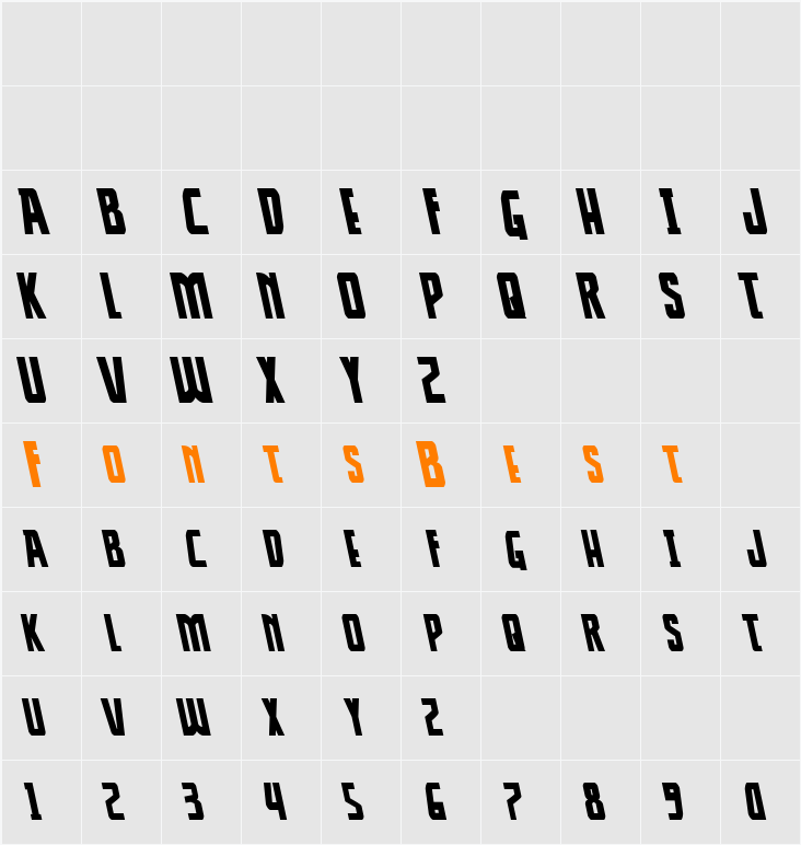Thunder-Hawk Leftalic Character Map