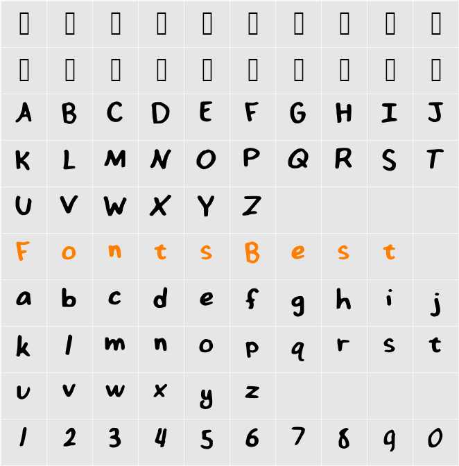 NizzysFonty Character Map