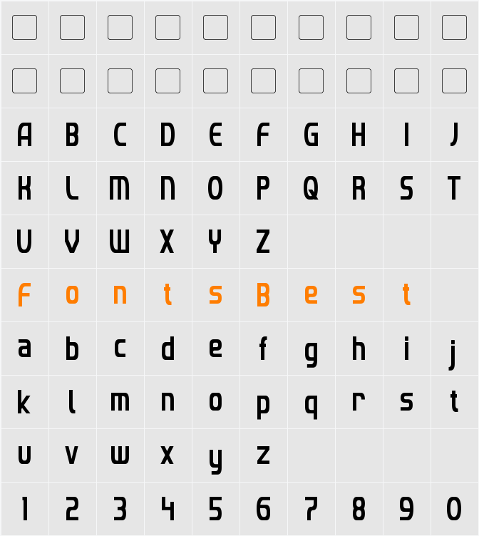 Imaki Condensed Character Map