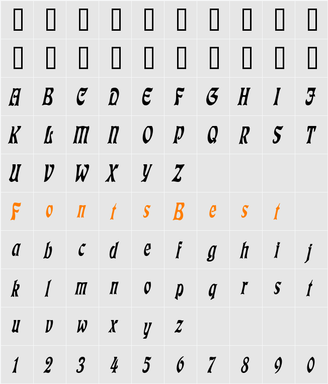 Freedom Thin Character Map