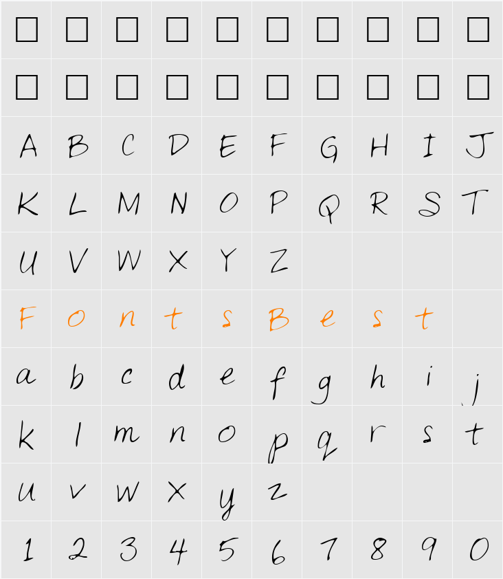 SherylsHand Character Map