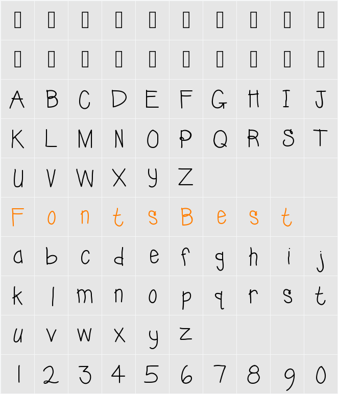 KBSunshineBold Character Map