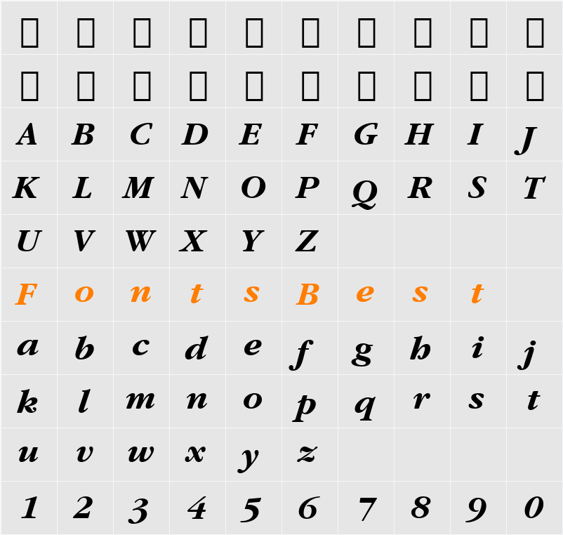 GarmdITC Bk BT Character Map