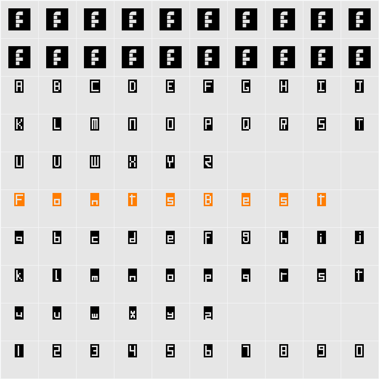 SD LED Screen Character Map