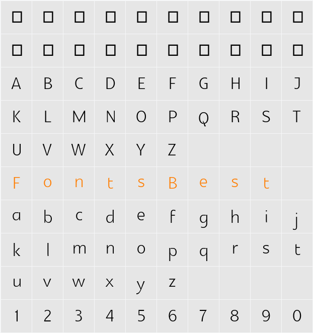 Glametrix Character Map