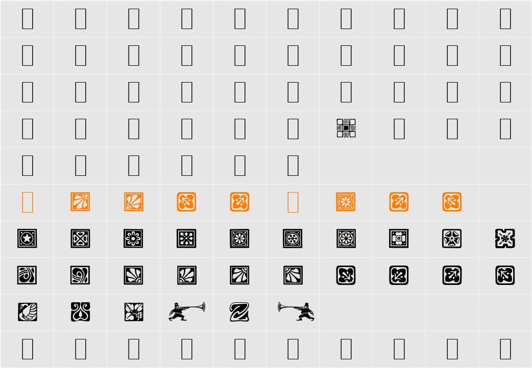 Square Ornaments Character Map