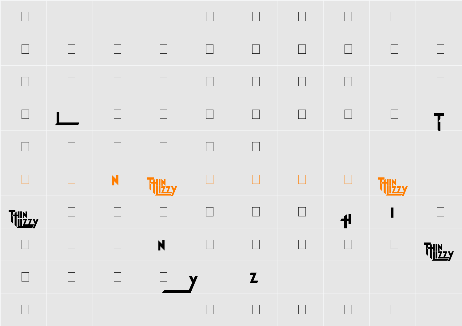 Thin Lizzy Character Map