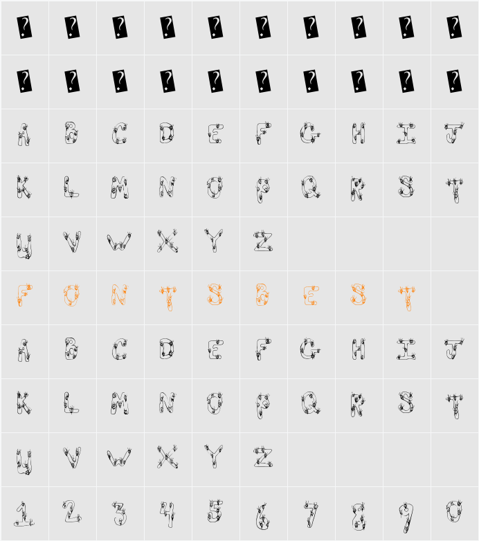 EyeScare Character Map
