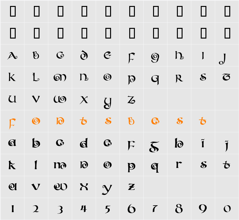 JI-Sabred Character Map