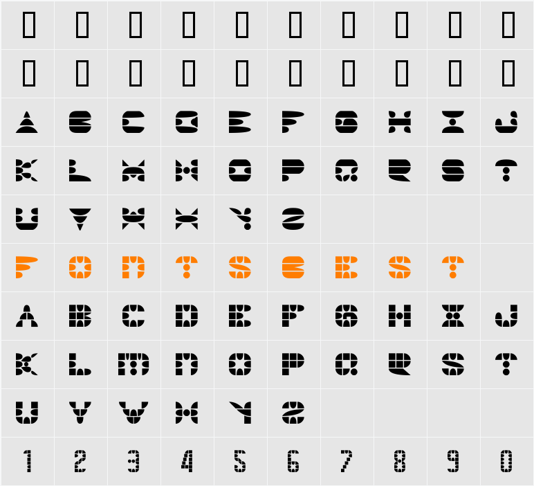PangolinThick Character Map