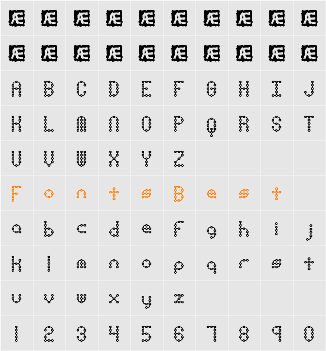 Pindown X Plain BRK Character Map