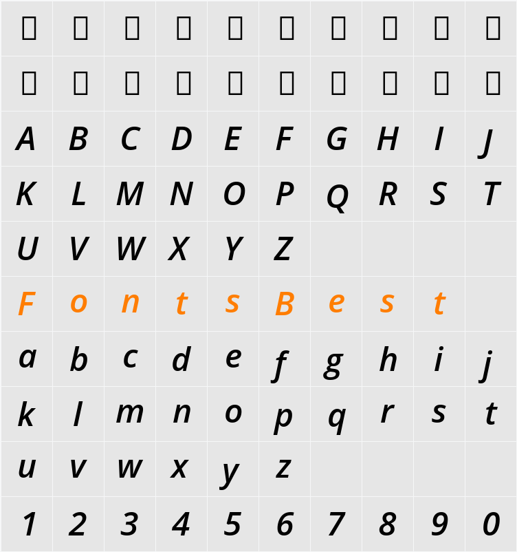 Open Sans Semibold Character Map