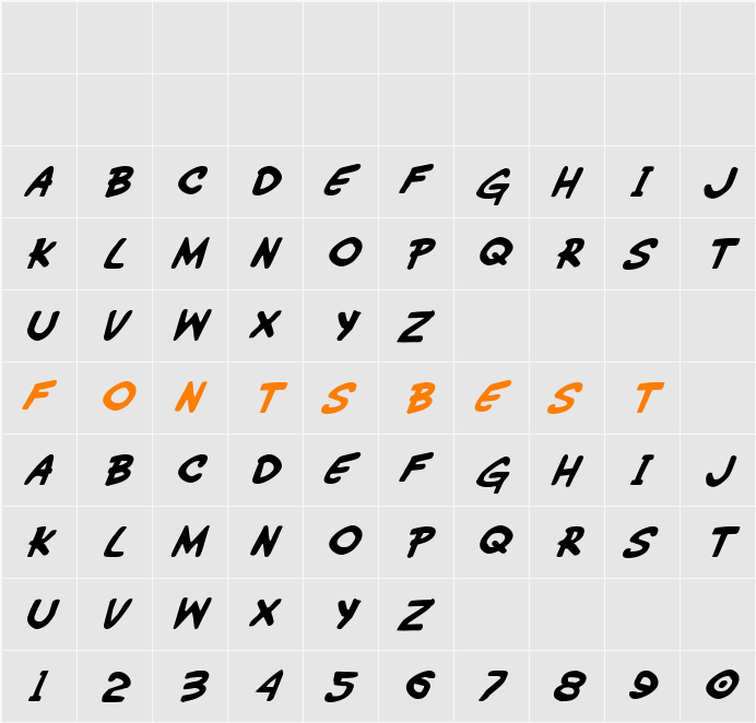 Wimp-Out Italic Character Map