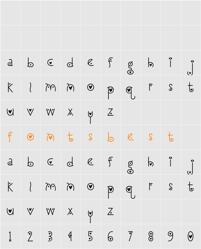 I Love You Monkey (Hearted) Character Map