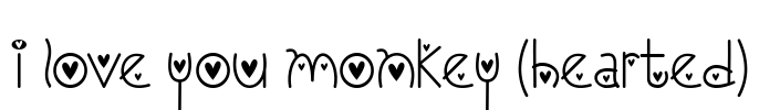 I Love You Monkey (Hearted) Font Image