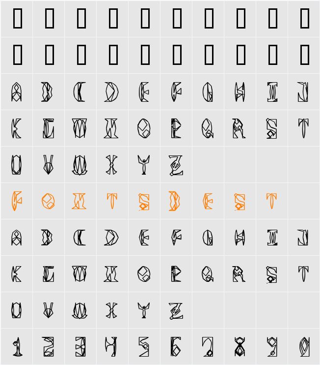 Space Gimboid Character Map