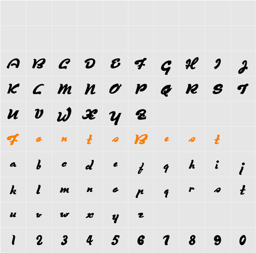 Derniere Script Character Map