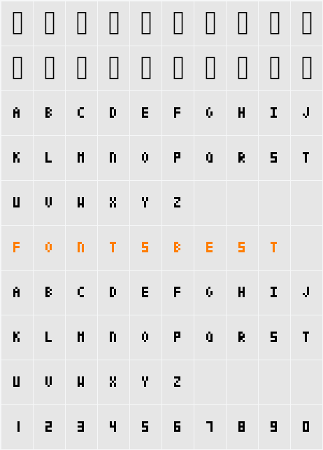 PixelText Character Map