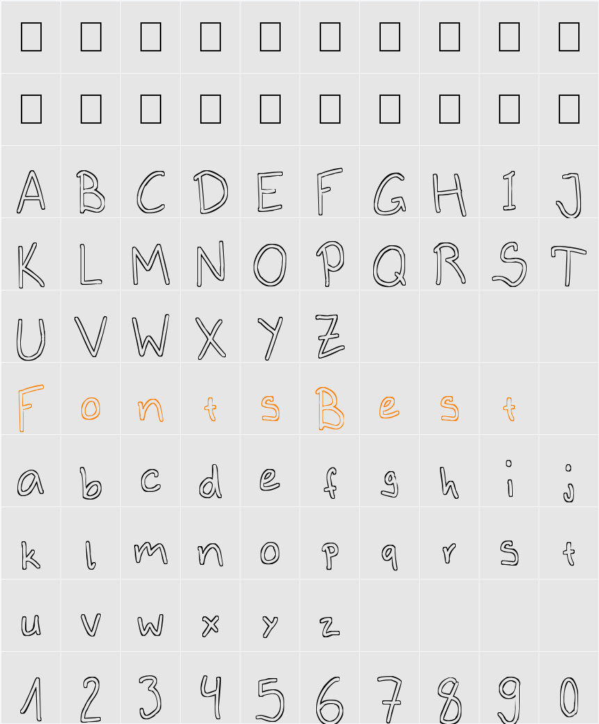Outlines Character Map