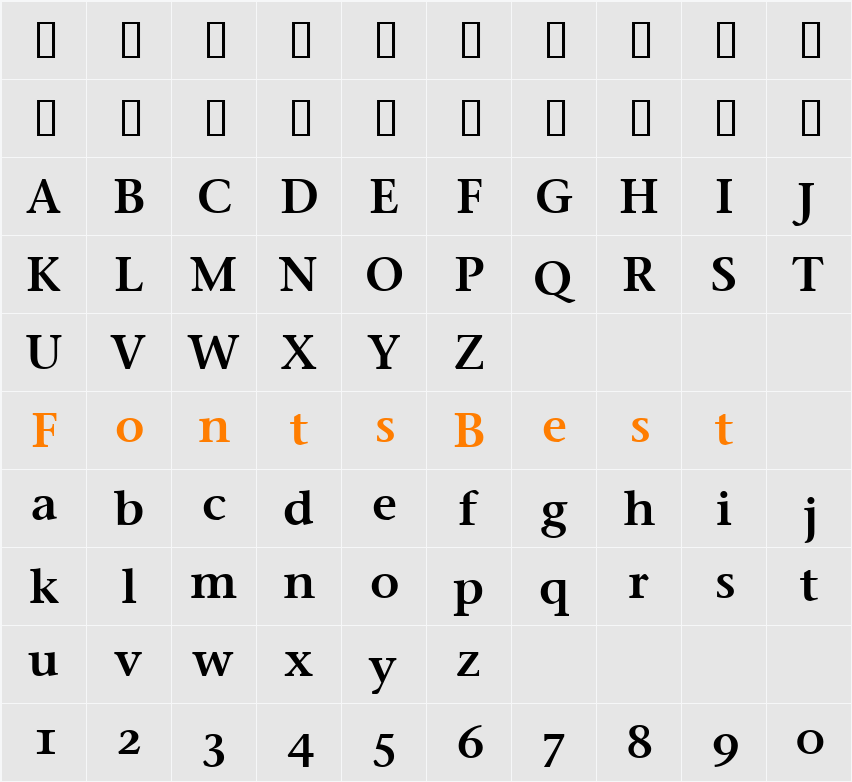 Stone Serif Sem OS ITCTT Character Map