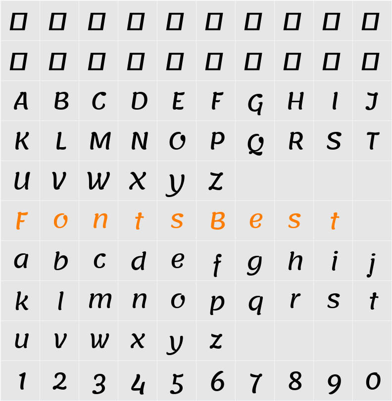 Lemonada Character Map