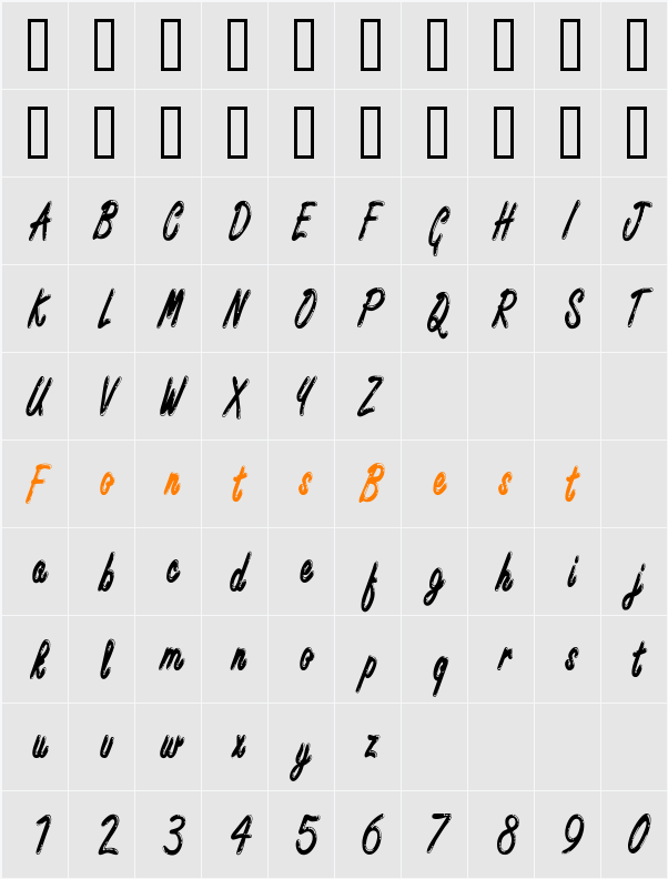 Encino Condensed Character Map