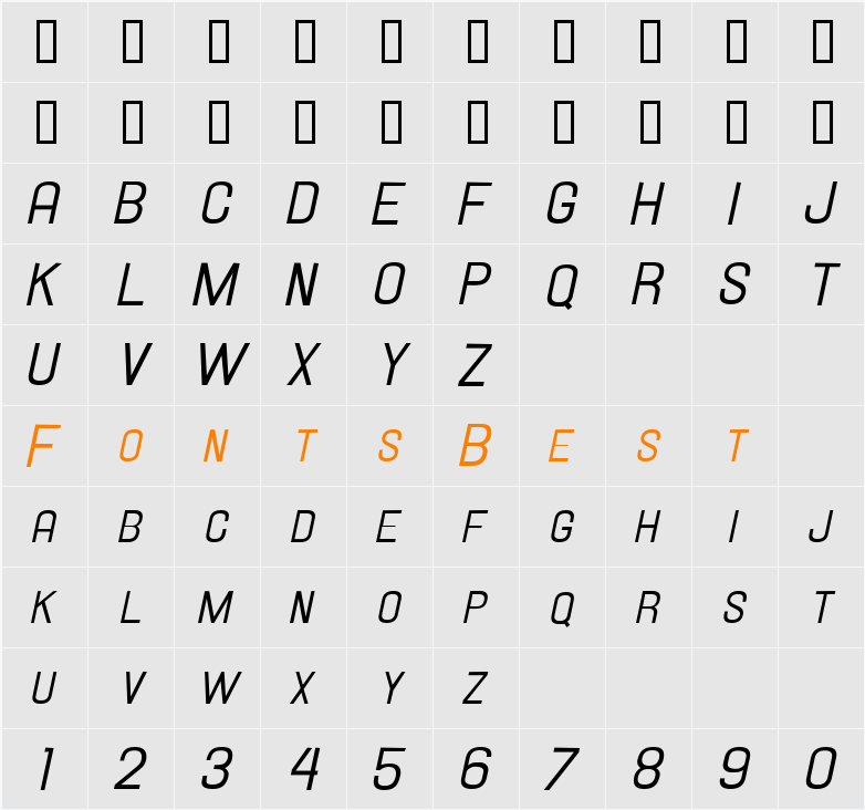 Hallandale Sm. Caps It. JL Character Map
