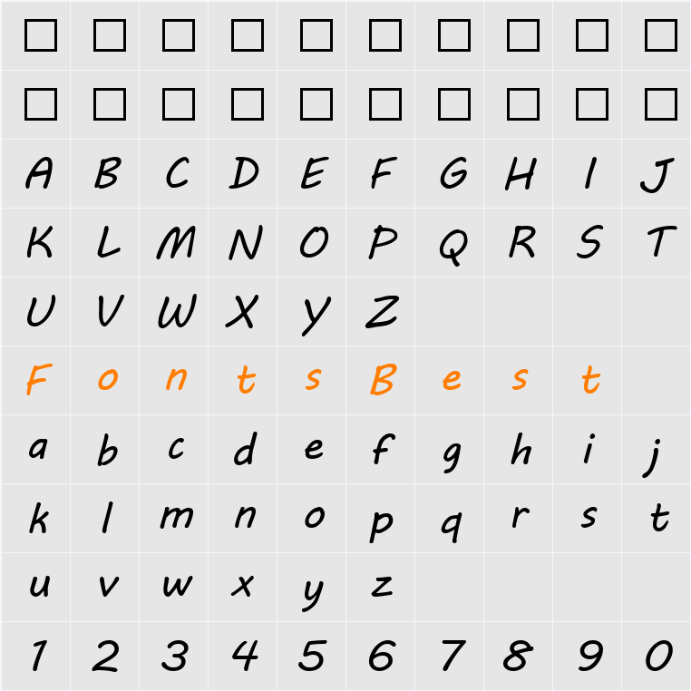 MV Boli Character Map