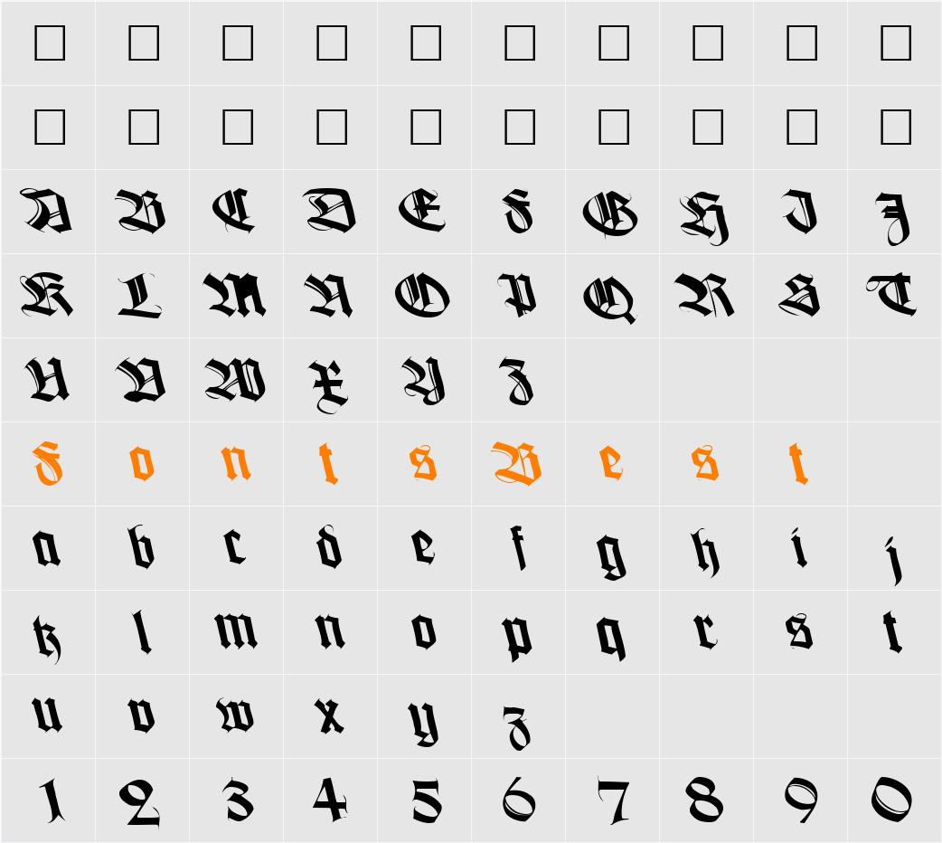 Boogie ttstd Character Map