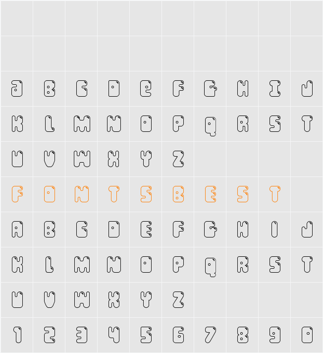 Bubble Butt Outline Character Map
